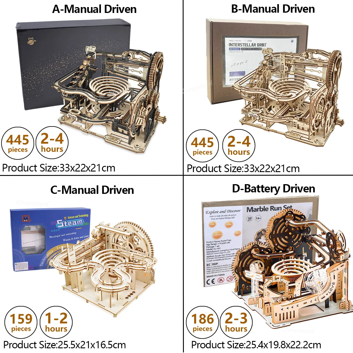 3D Wooden Puzzle DIY Marble Run Building Model Kit STEM Educational