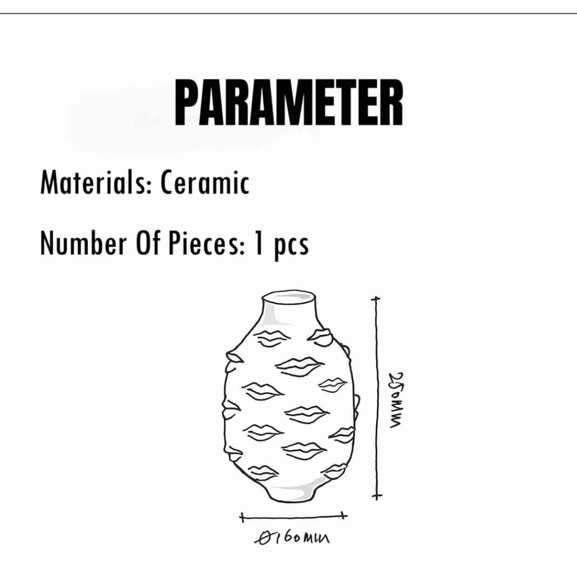 Lip Vase - Modern Abstract Decorative Ceramic Flower Centerpiece Vase