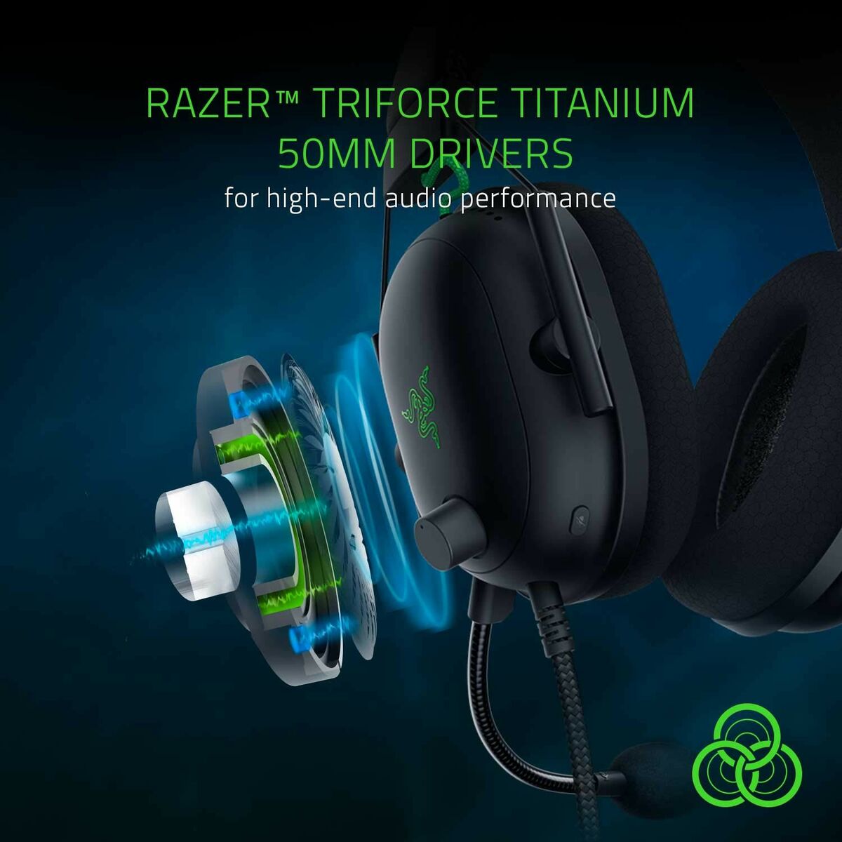 Headphones Razer BlackShark V2 Black Black/Green