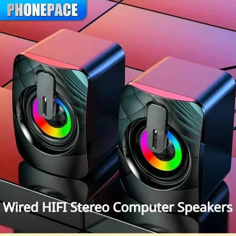 Computer Speaker Stereo Sound With Microphone 3.5mm AUX Home Office PC