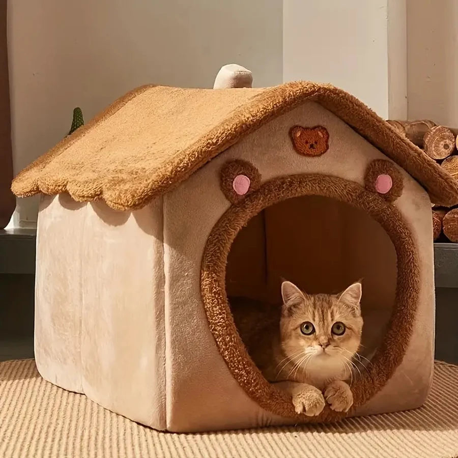Foldable Pet House Removable Washable Cat House Puppy Cave Sofa Pet