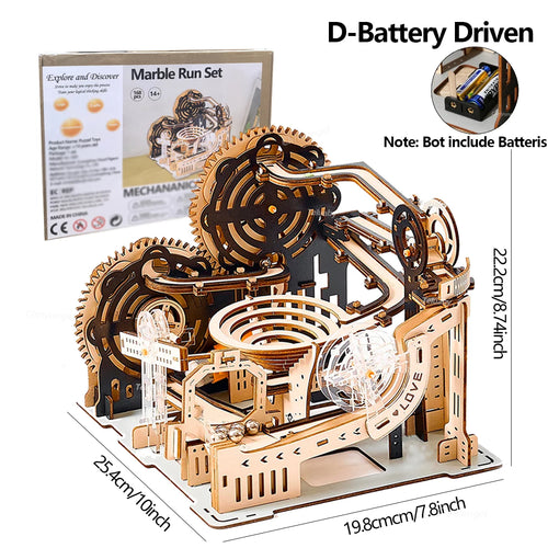 3D Wooden Puzzle DIY Marble Run Building Model Kit STEM Educational