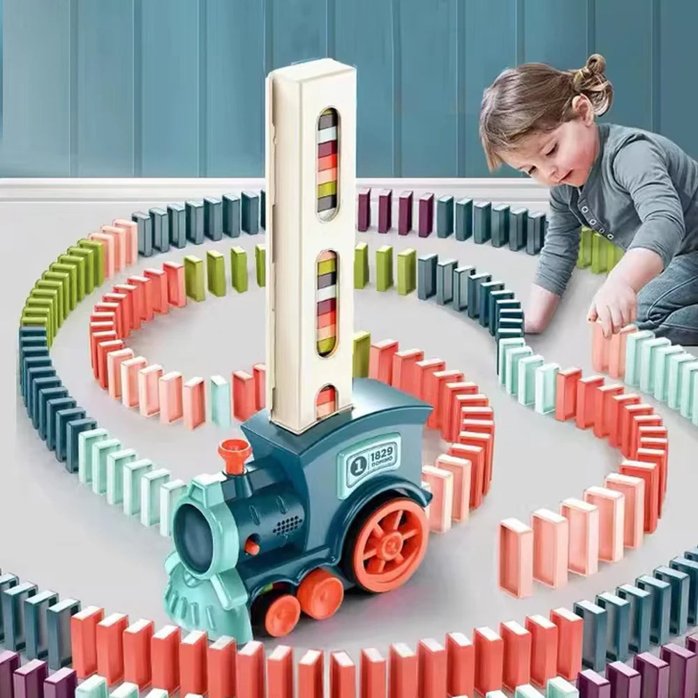 Domino Train for kids Automatic Laying Electric Car Colorful Dominoes