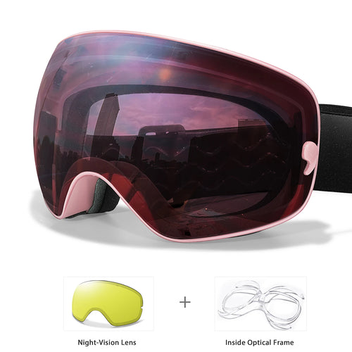 Anti-Fog SKI Goggles Snowboard Goggles UV400 with Night Vison Lens Men