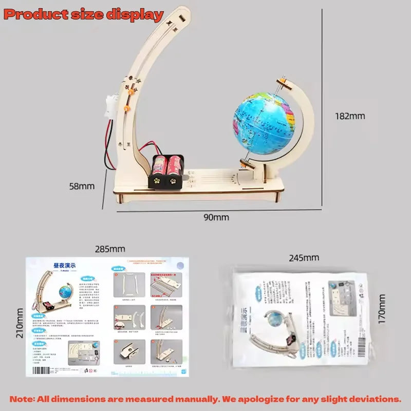 DIY Earth Model Day Night Cycle Science Kit STEM Educational Globe Toy