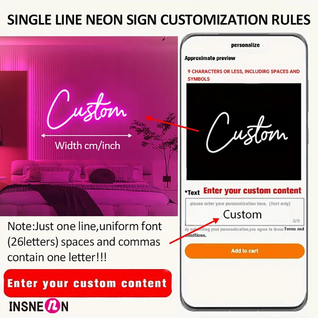 Custom LED Neon Sign Personalized Name Light for Kid Teens Bedroom