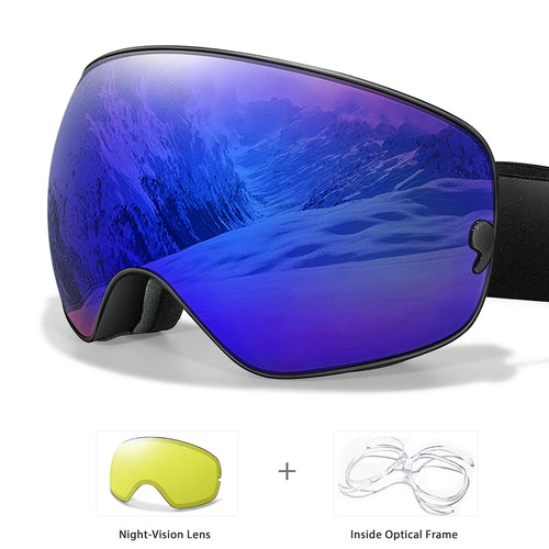 Anti-Fog SKI Goggles Snowboard Goggles UV400 with Night Vison Lens Men