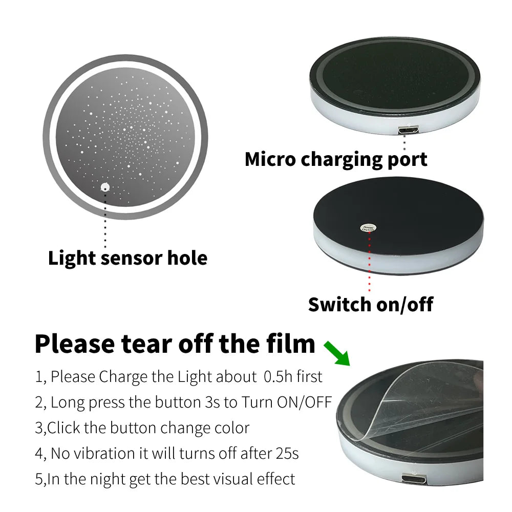 2PCS LED Cup Holder Lights for Car, Rechargeable 7 Color-Changing