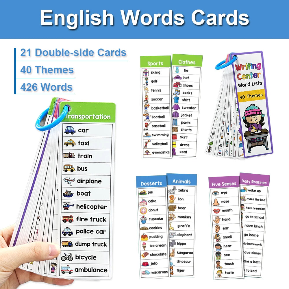 Kids Montessori English Word Lists Cards ESL Teaching Materials Sight
