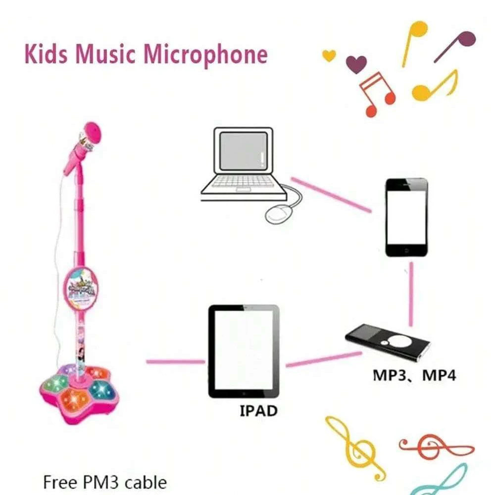 Kids Microphone Stand Toy, Portable Children's Karaoke Electronic,