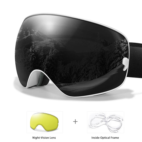 Anti-Fog SKI Goggles Snowboard Goggles UV400 with Night Vison Lens Men