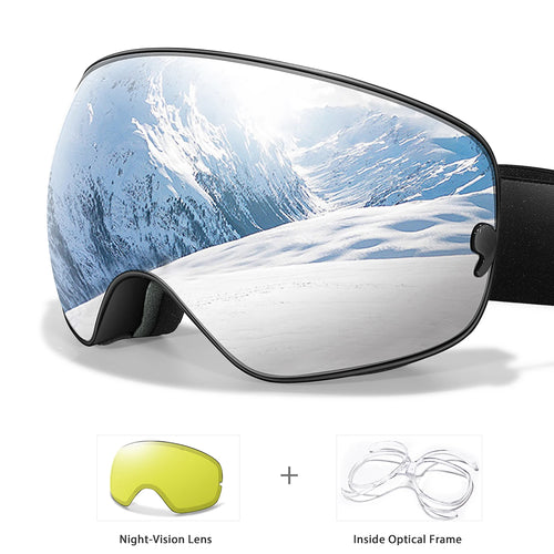 Anti-Fog SKI Goggles Snowboard Goggles UV400 with Night Vison Lens Men