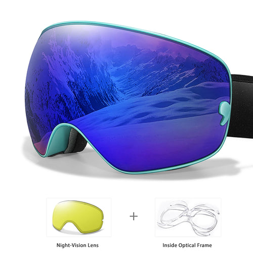 Anti-Fog SKI Goggles Snowboard Goggles UV400 with Night Vison Lens Men
