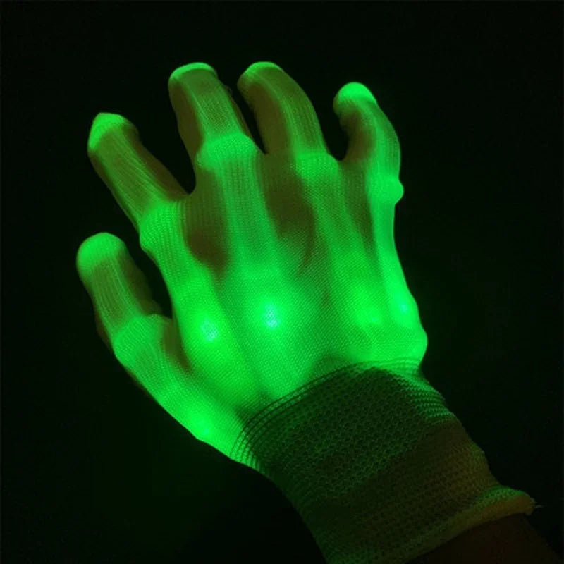 1Pair LED Luminous Gloves Glowing Halloween Party Light Props Flashing