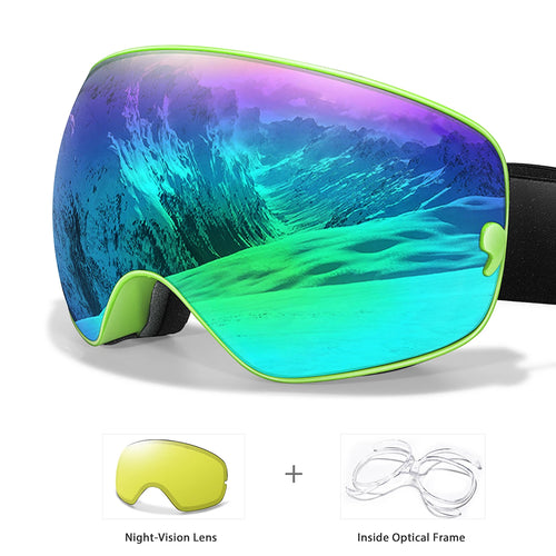 Anti-Fog SKI Goggles Snowboard Goggles UV400 with Night Vison Lens Men