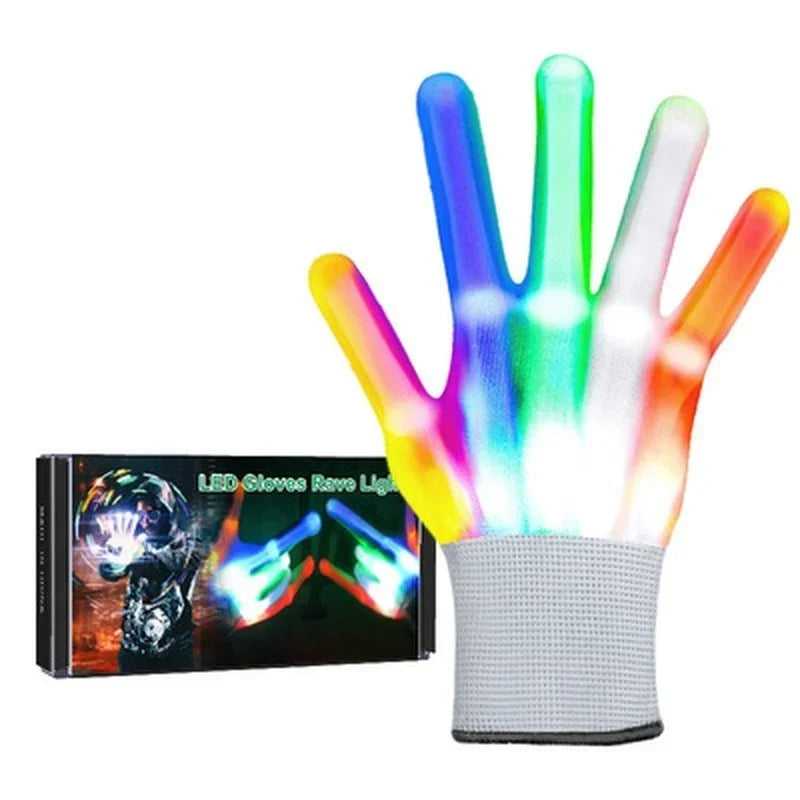 1Pair LED Luminous Gloves Glowing Halloween Party Light Props Flashing
