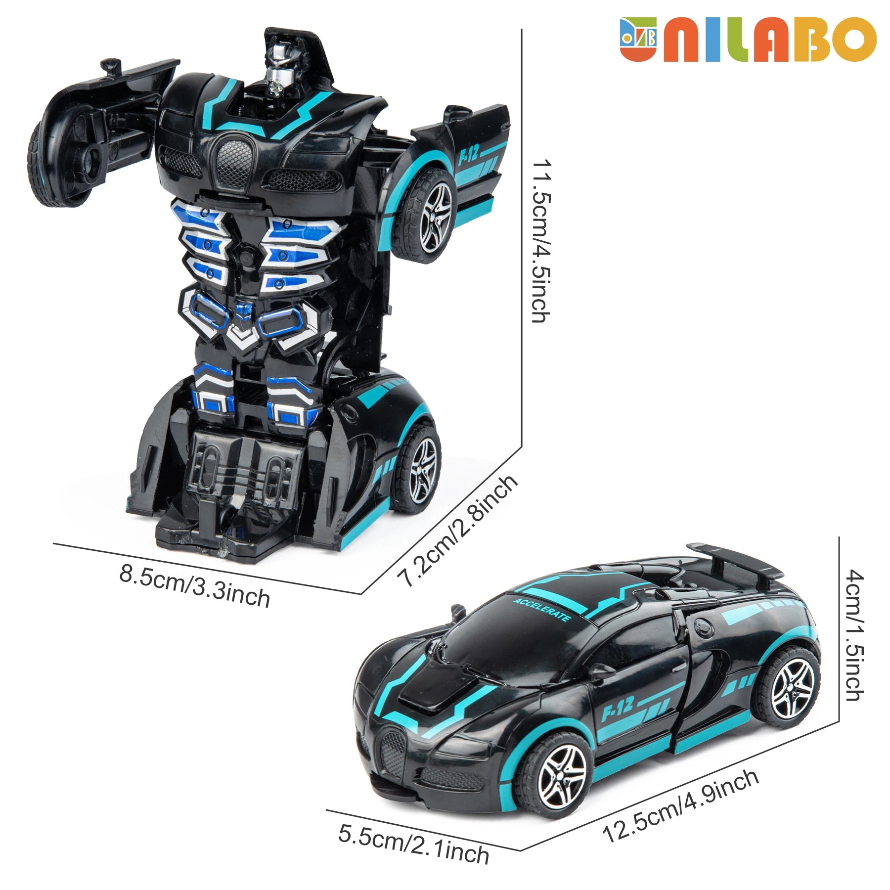 Transformable Robot Sports Car Toys, No Batteries, Educational Kids