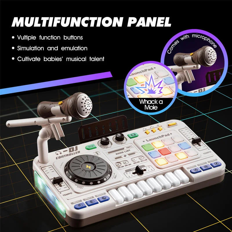 Kids Simulation DJ Mixer Controller Toys Multifunctional Music Effects