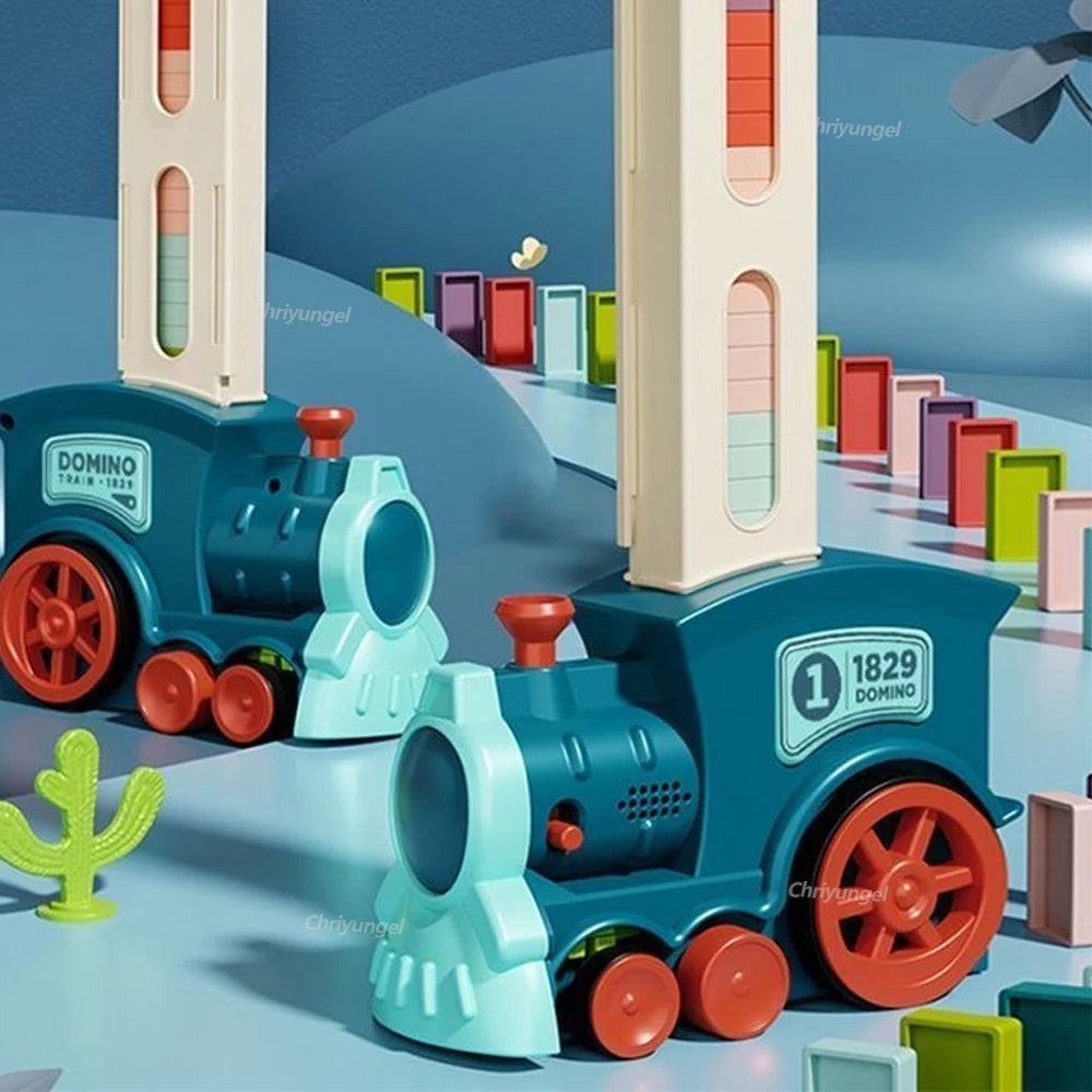 Domino Train for kids Automatic Laying Electric Car Colorful Dominoes