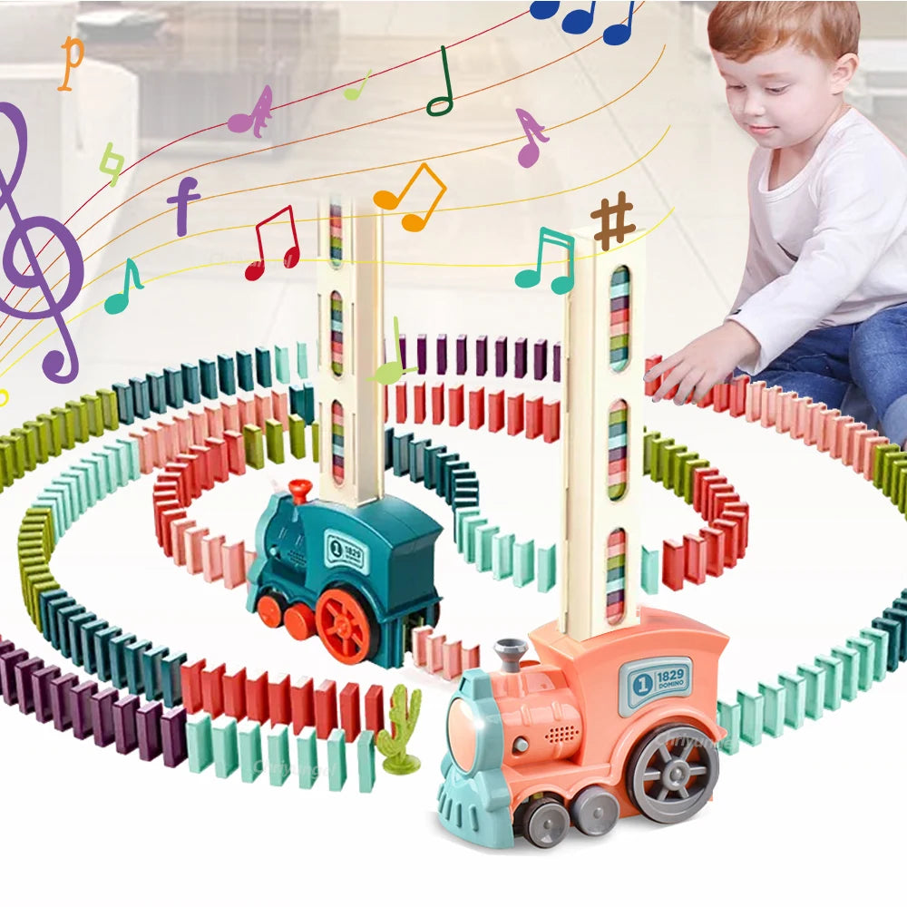 Domino Train for kids Automatic Laying Electric Car Colorful Dominoes