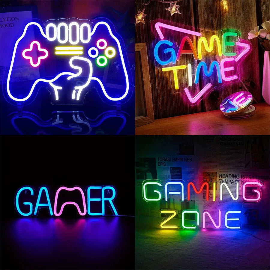 Gamepad Shaped LED Neon Sign for Gamer Room Decor, Gaming Neon Sign
