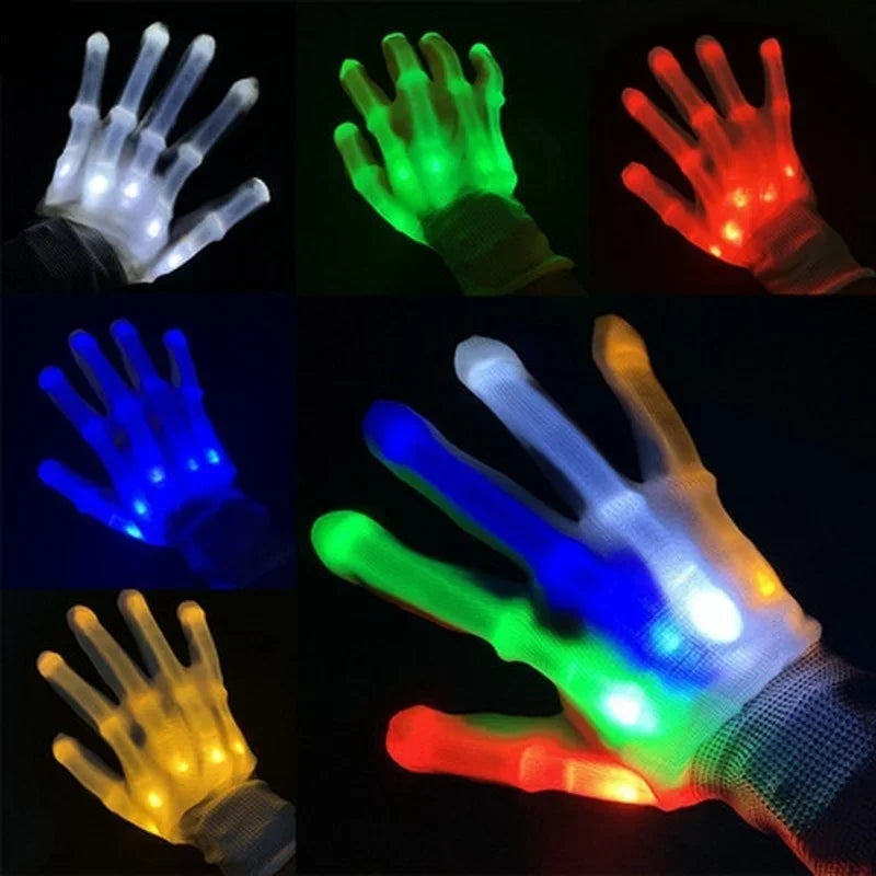 1Pair LED Luminous Gloves Glowing Halloween Party Light Props Flashing