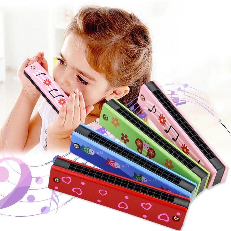 Children Wooden Harmonica Musical Instrument Toys Music Teaching Aids