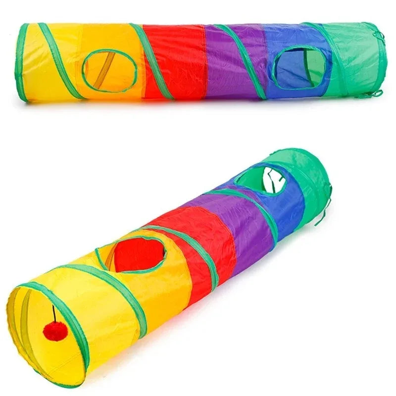 Rainbow Cat Tunnel Pet Tube Collapsible Play Toy Indoor Outdoor Kitty