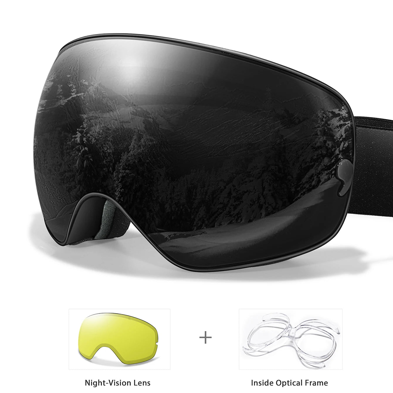 Anti-Fog SKI Goggles Snowboard Goggles UV400 with Night Vison Lens Men