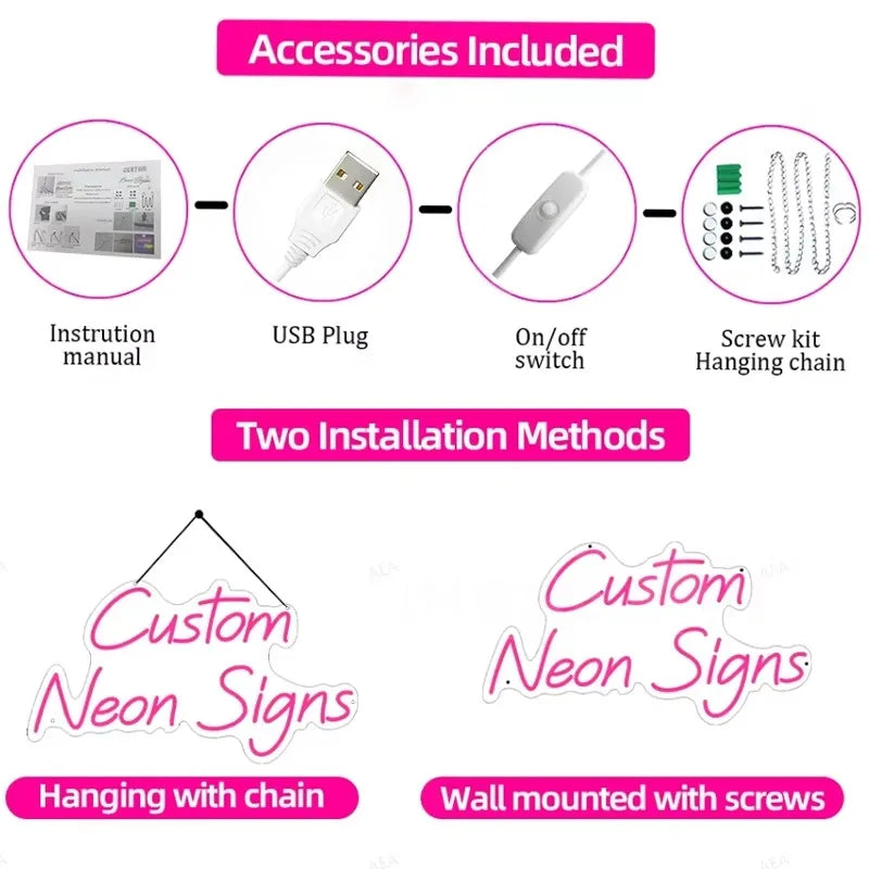 Custom LED Neon Sign Personalized Name Light for Kid Teens Bedroom