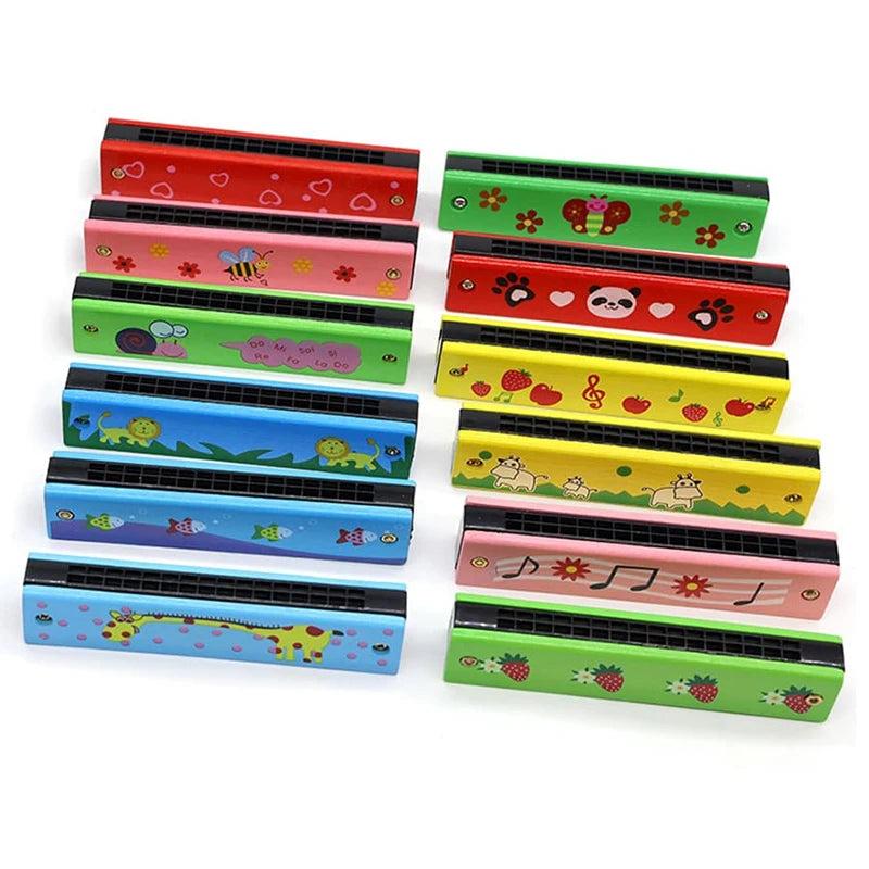 Children Wooden Harmonica Musical Instrument Toys Music Teaching Aids