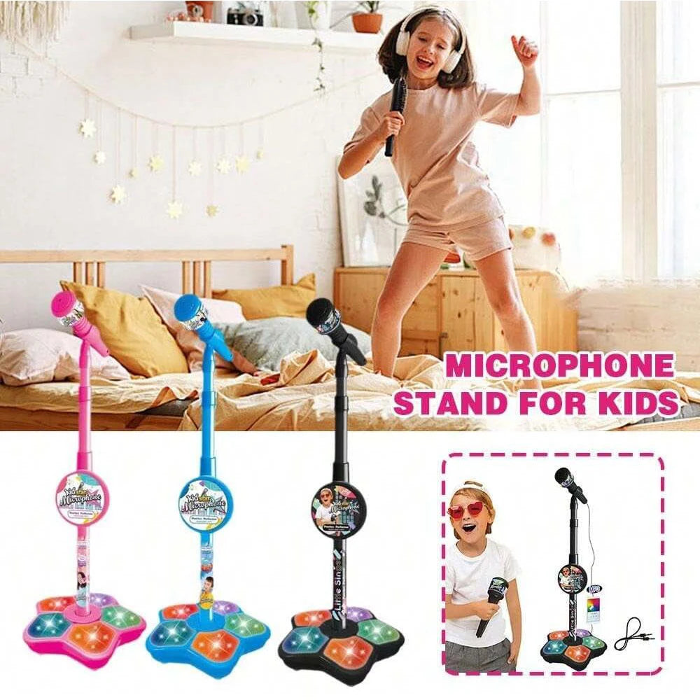 Kids Microphone Stand Toy, Portable Children's Karaoke Electronic,