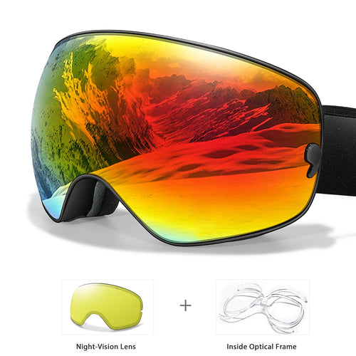 Anti-Fog SKI Goggles Snowboard Goggles UV400 with Night Vison Lens Men