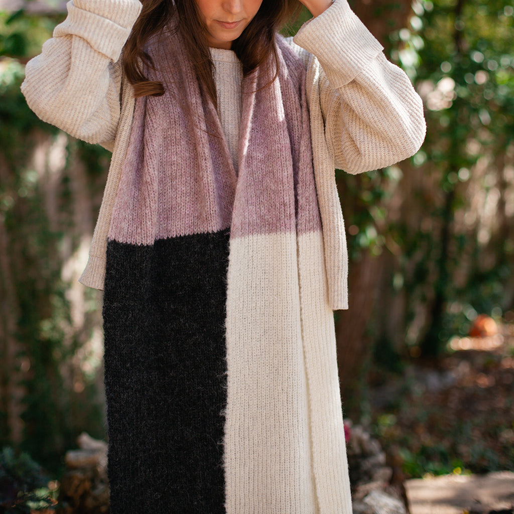 Blush Color Block Alpaca Scarf
