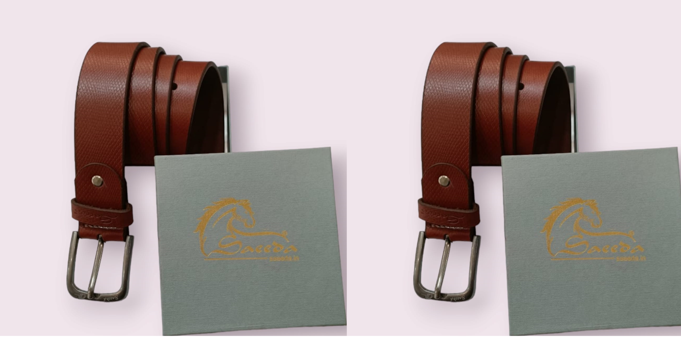 Men Black Genuine Leather Belt PACK OF 2 (Size-32) (Color-DARK BROWN)